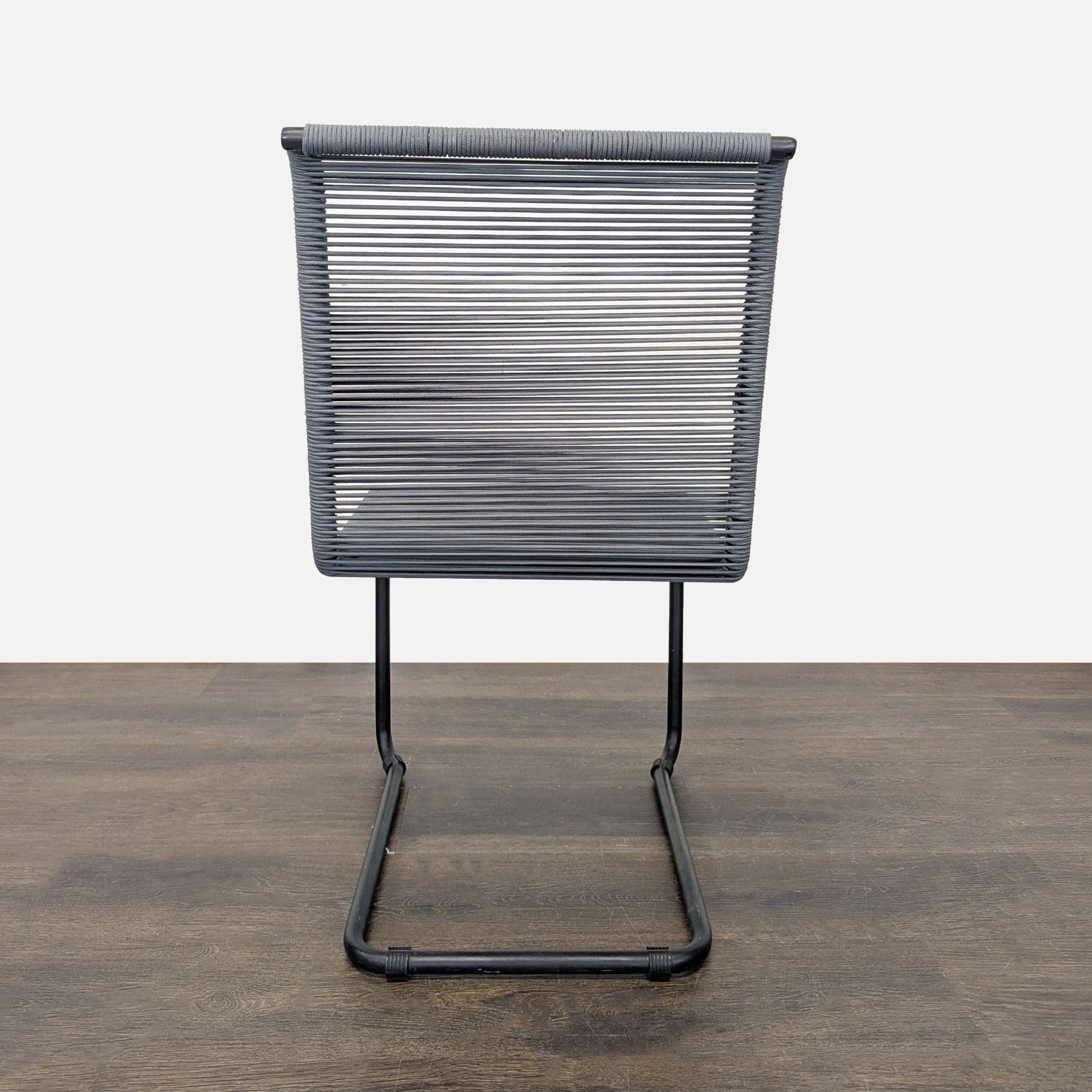 Modern Black Woven Outdoor Chair with Sturdy Metal Frame - Thumbnail 4