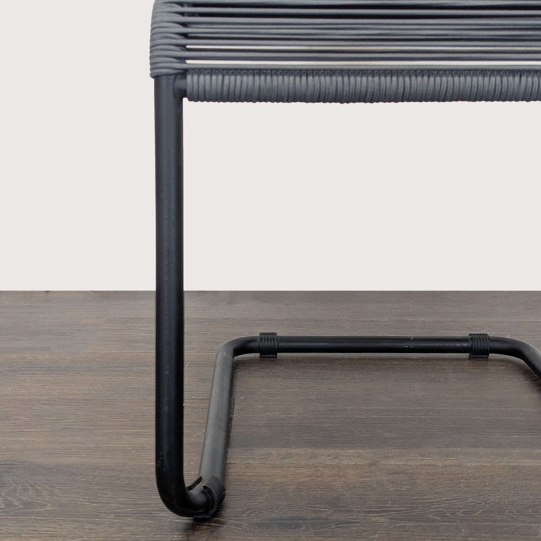 Modern Black Woven Outdoor Chair with Sturdy Metal Frame - Thumbnail 5