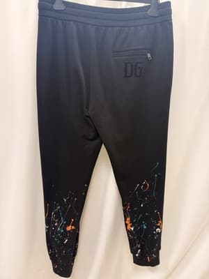 Dolce & Gabbana Black Splatter Sweatpants Cotton Size 56 MSRP $350 Brand New - Thumbnail 2