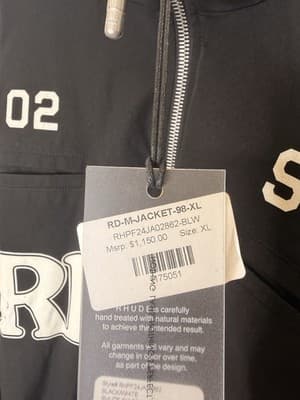 Rhude Men’s Black Bomber Jacket Size XL MSRP $1150 - Thumbnail 5