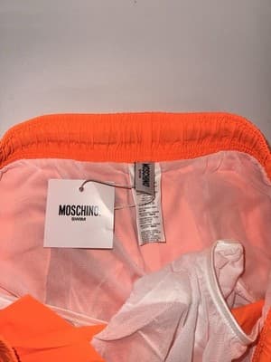 Moschino Brand Logo Print Neon Fuchsia Short Swim Shorts Men’s Size XL - Thumbnail 4