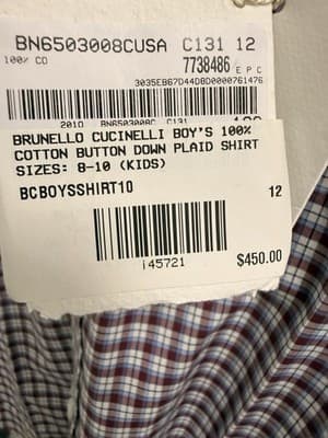 Brunello Cucinelli Blue Kids Button Down Shirt 100% Cotton Size 12 MSRP $450 - Thumbnail 3