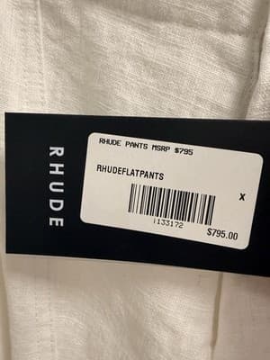 Rhude Men’s White Cargo Pants Linen/Cotton MSRP $795 Size Large - Thumbnail 3