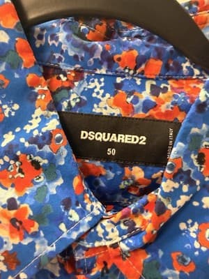 DSQUARED Mens Button Down Bob Shirt Floral Design 50 - Thumbnail 2