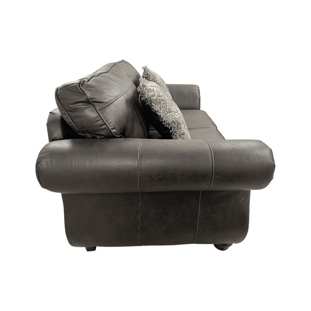 Roundhill Furniture Leinster Faux Leather Upholstered Nailhead Loveseat And Chair in Espresso Set - Thumbnail 11