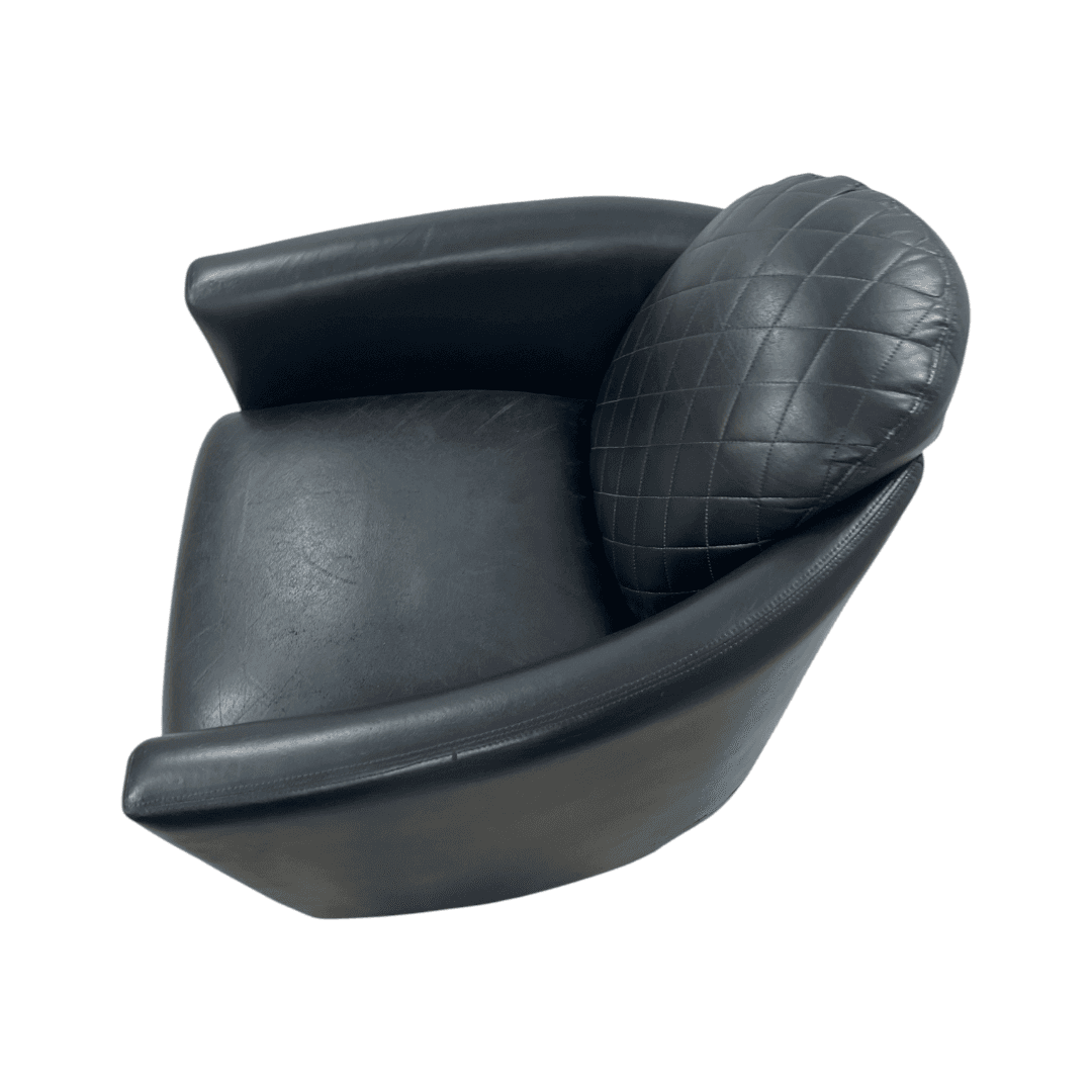 Modern Swivel Rocker Accent Chair Armchair Round Swivel Barrel Chair, 360° Rotating and Glide Back and Forth, Black PU Leather Set of 2 - Thumbnail 9