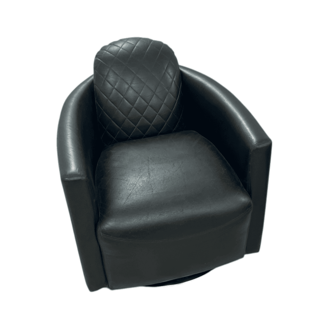Modern Swivel Rocker Accent Chair Armchair Round Swivel Barrel Chair, 360° Rotating and Glide Back and Forth, Black PU Leather Set of 2 - Thumbnail 7