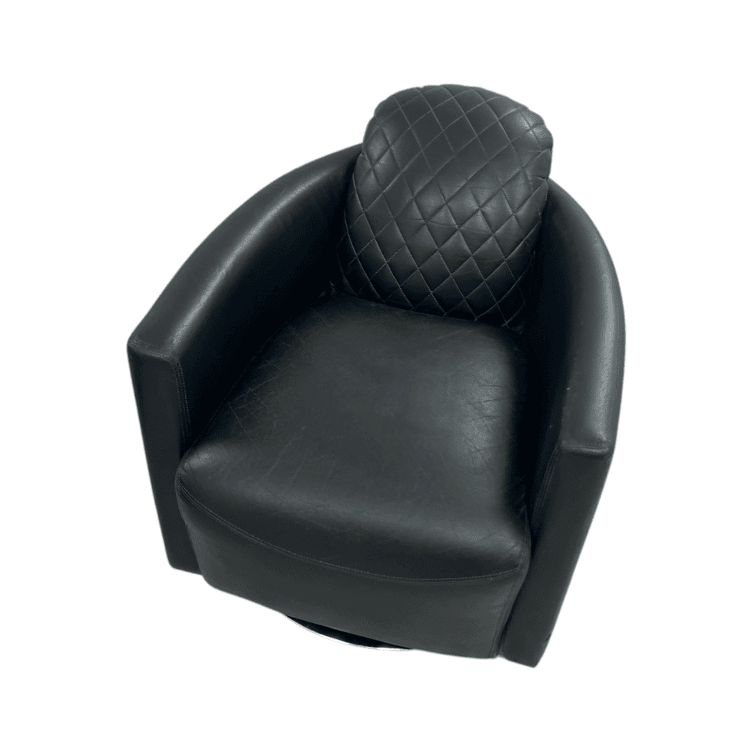 Modern Swivel Rocker Accent Chair Armchair Round Swivel Barrel Chair, 360° Rotating and Glide Back and Forth, Black PU Leather Set of 2 - Thumbnail 8