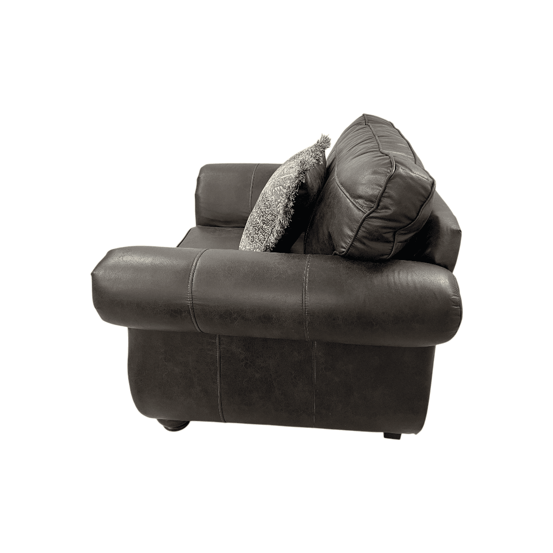 Roundhill Furniture Leinster Faux Leather Upholstered Nailhead Loveseat And Chair in Espresso Set - Thumbnail 12