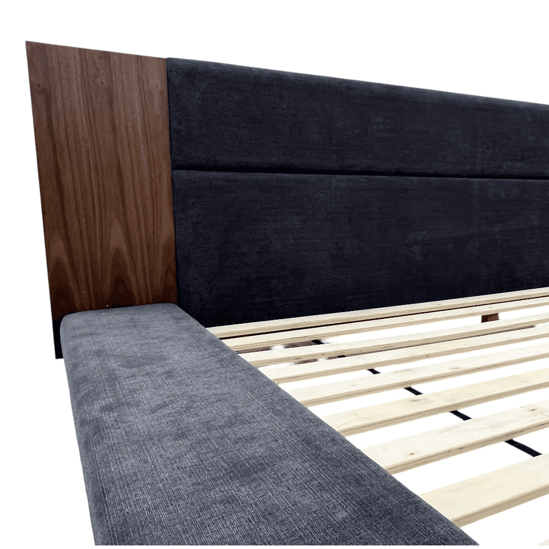 LA Furniture Eastern King Jagger Modern Dark Grey & Walnut Bed - Thumbnail 14