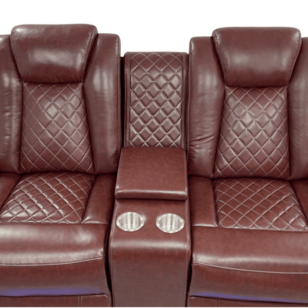 Wrought Studio Breathing Leather Power Reclining Living Room Loveseat With Middle Console - Thumbnail 15