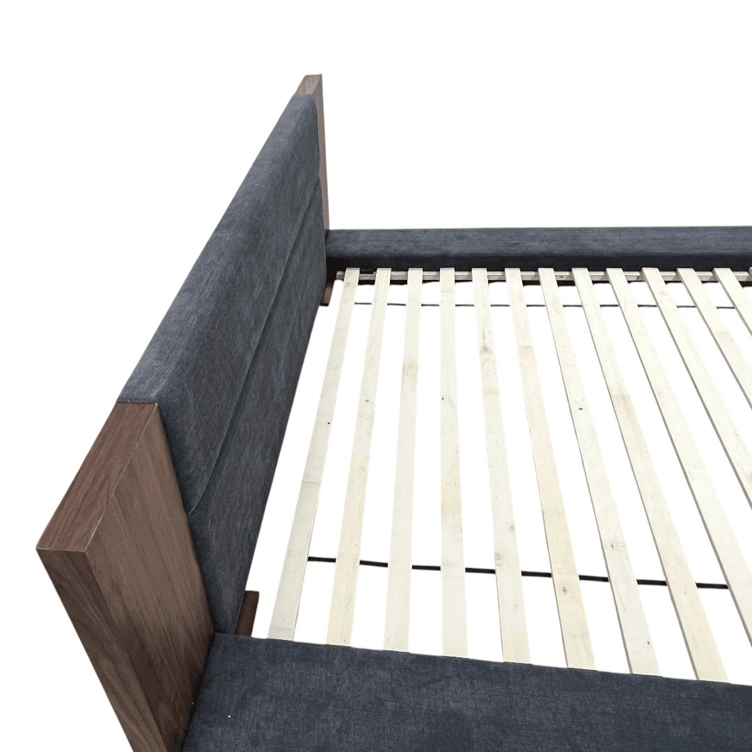 LA Furniture Eastern King Jagger Modern Dark Grey & Walnut Bed - Thumbnail 13