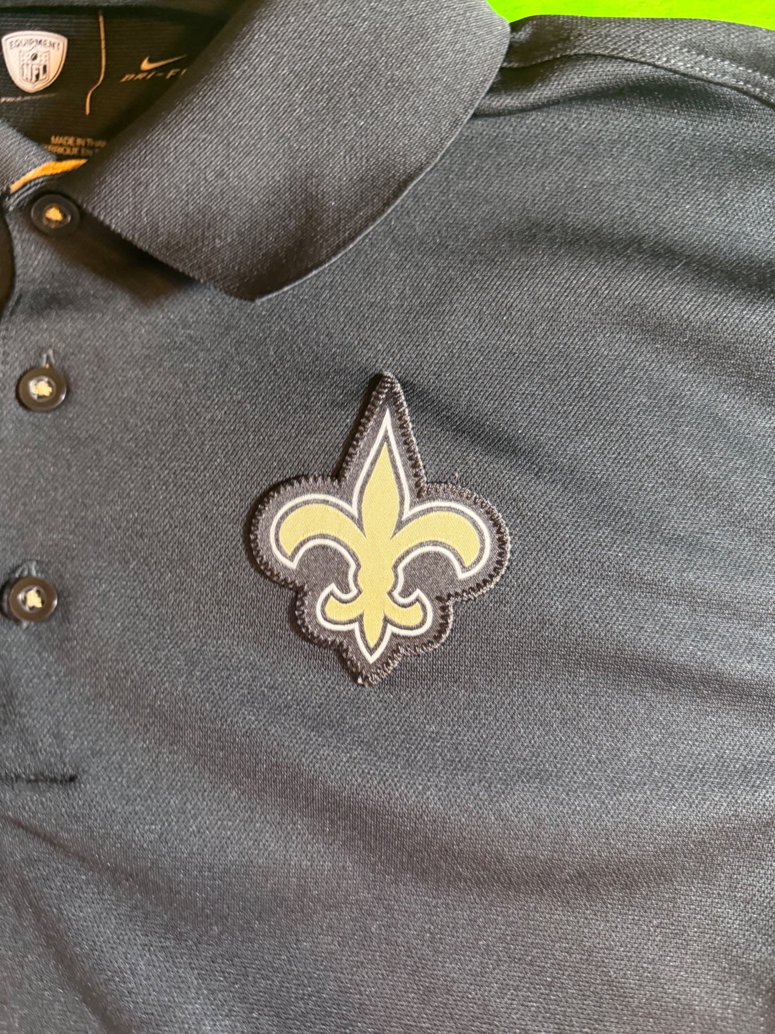 Nike NFL New Orleans Saints Dri-FIT Training Polo Mens Sz S Black - Thumbnail 4