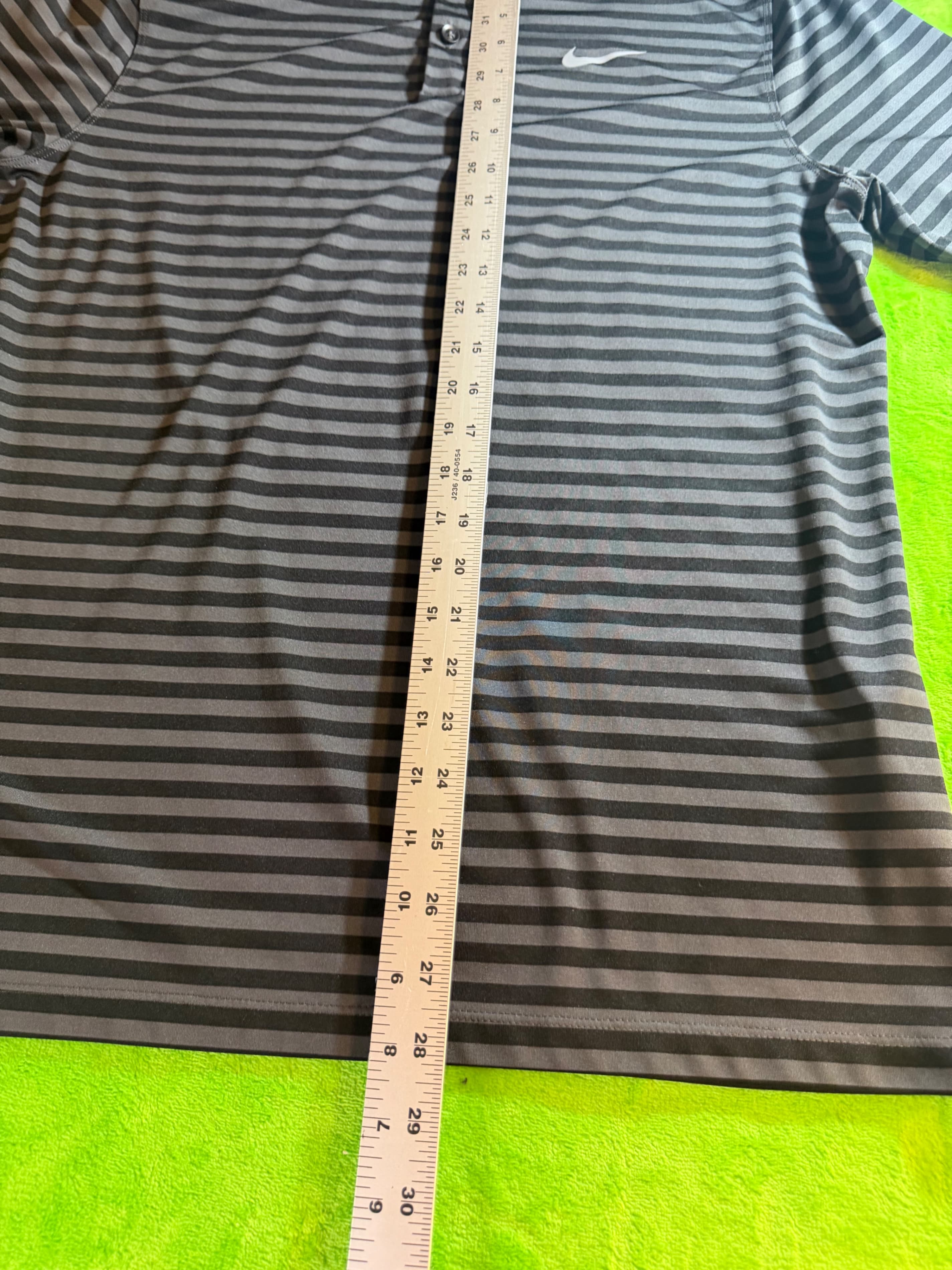 Nike Golf Dri-FIT Striped Polo Mens Sz M Black Gray - Thumbnail 5