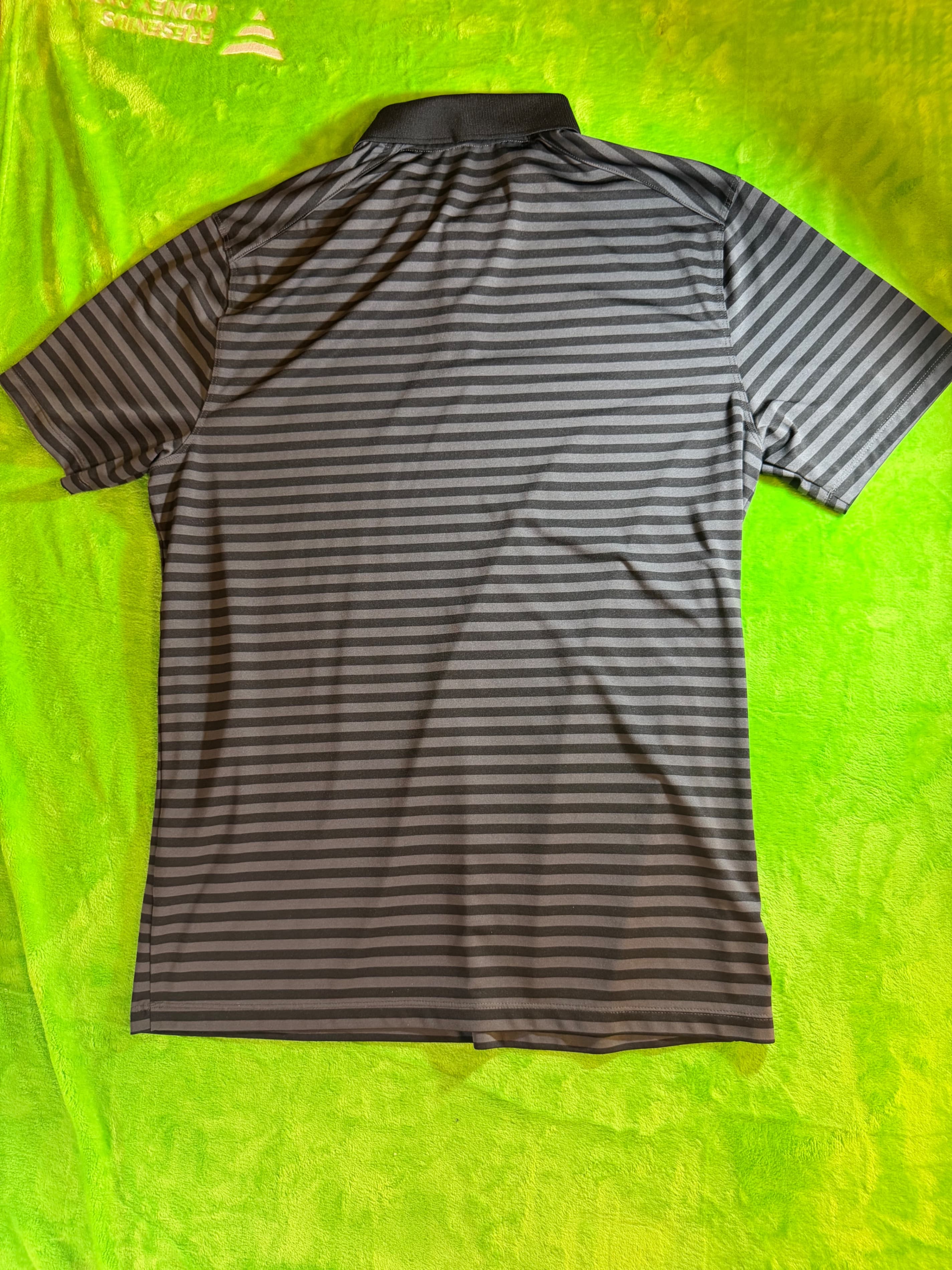 Nike Golf Dri-FIT Striped Polo Mens Sz M Black Gray - Thumbnail 2
