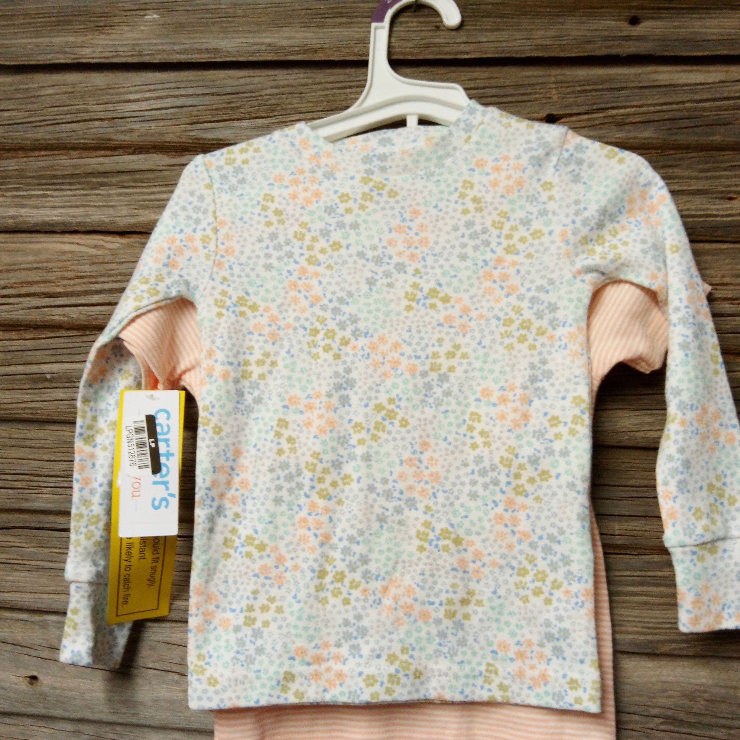 #2295 2T Carter'sToddler Girls' 4pc Cotton Rainbow and Floral Pajama Set - Green/Pink - Default - Thumbnail 2