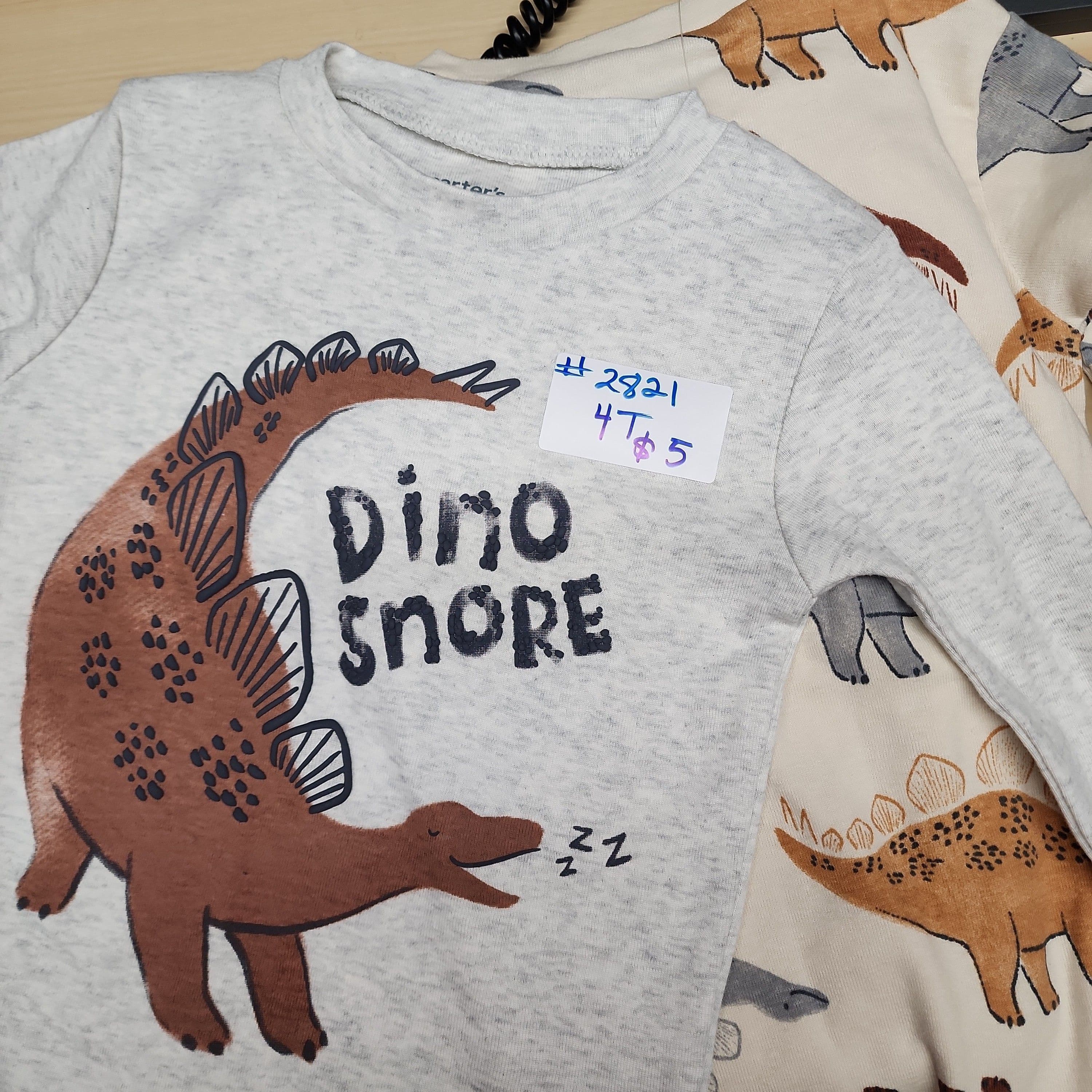 #2821 4T Carter'sToddler Boys' 4pc Long Sleeve Dinos Pajama Set - Black/Gray - Default