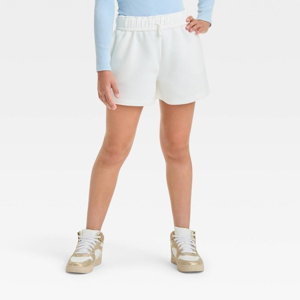 #5726 XL Girls' Fleece Shorts - art class White - Default
