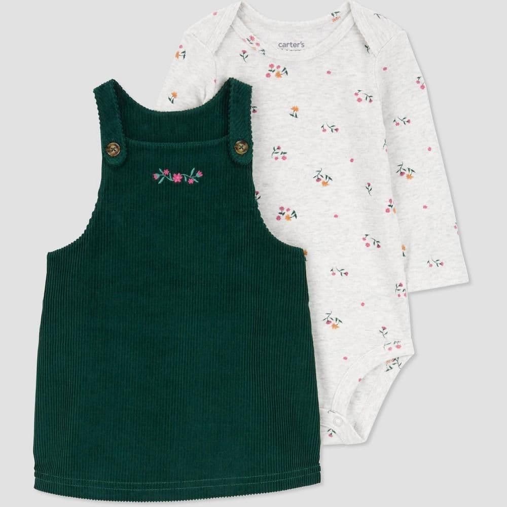 #3600 3M Carter's Just One You Baby Girls' Floral Overalls Set - Green - Default