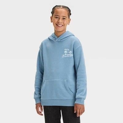 #5663 XL Boys' Bronco Hooded Pullover Sweatshirt - art class Blue - Default