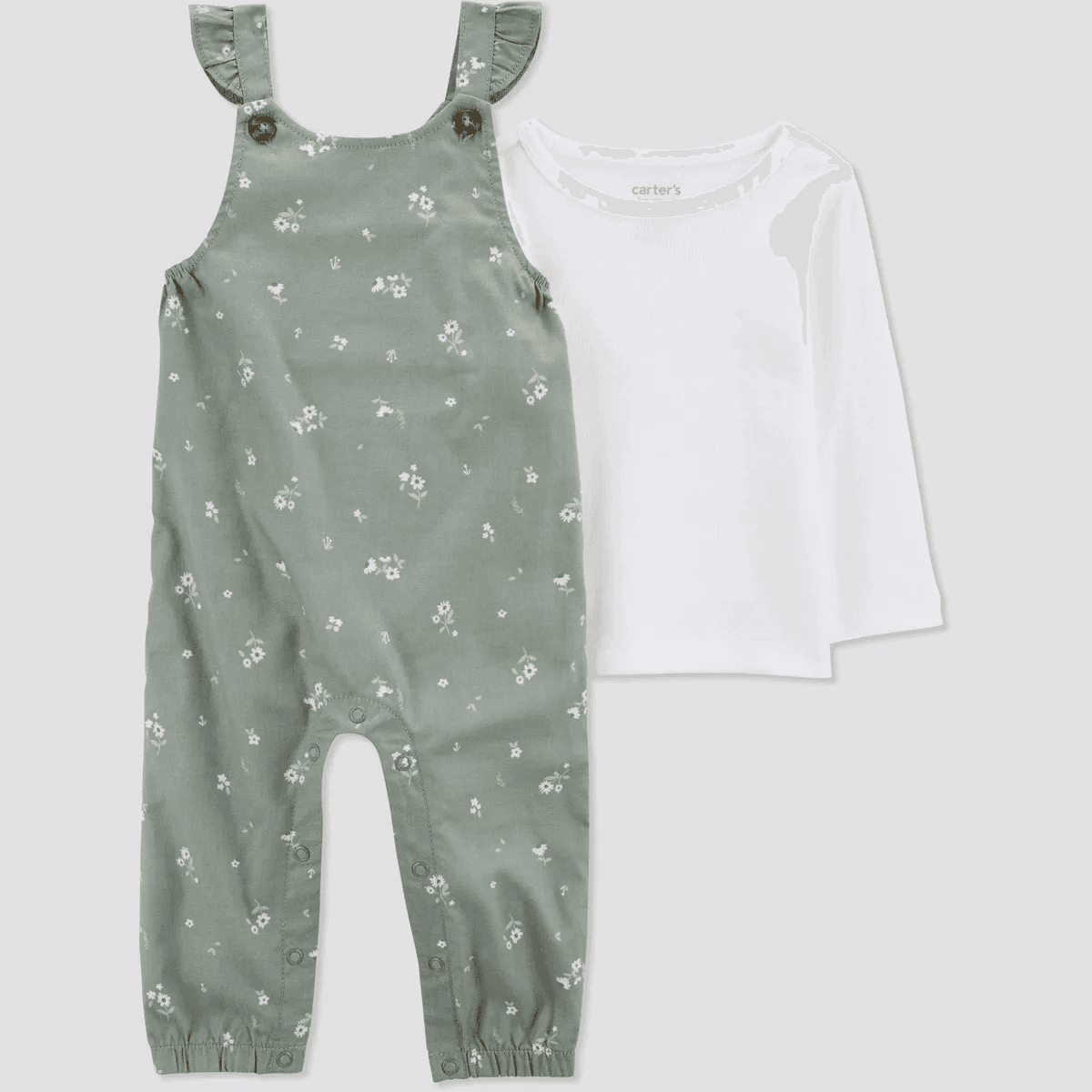#3499 Newborn Carter's Just One You Baby Girls' Floral Overalls - Green - Default
