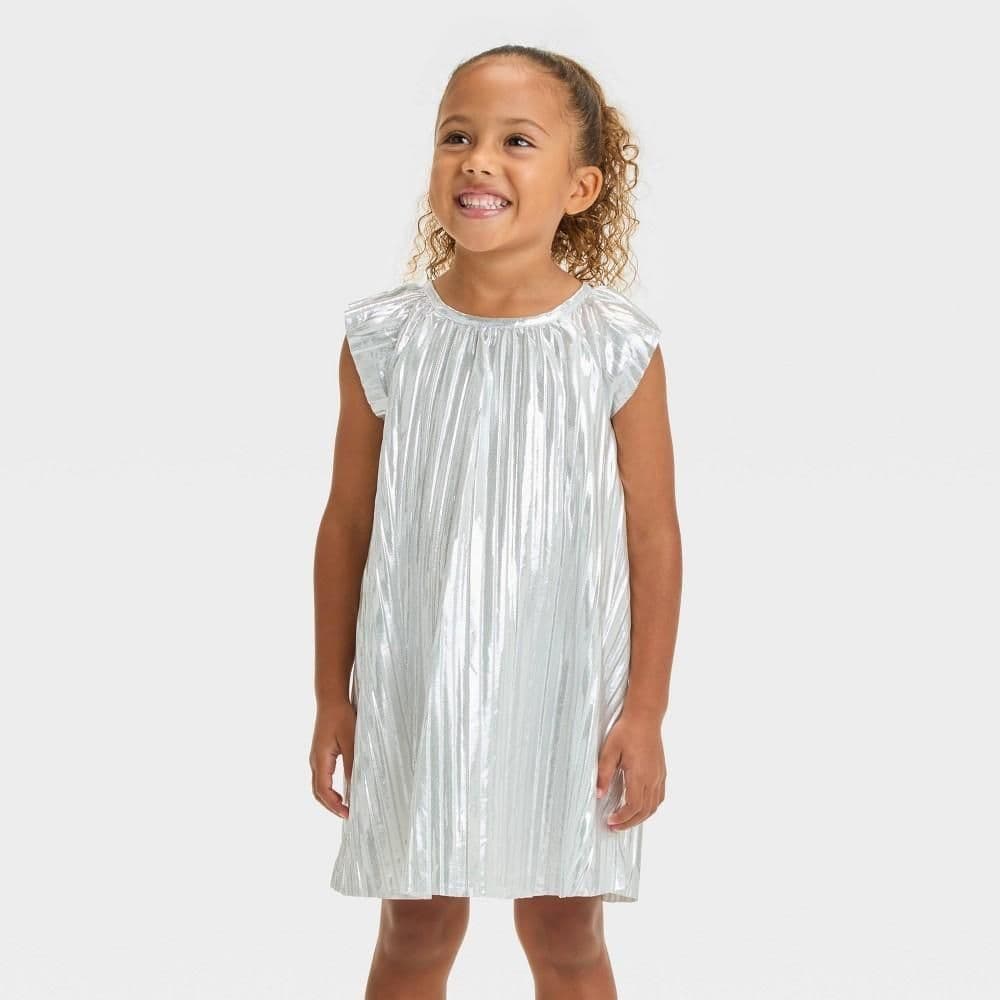 #4372 3T OshKosh B'gosh Toddler Girls' Shimmer Dress - Silver - Default