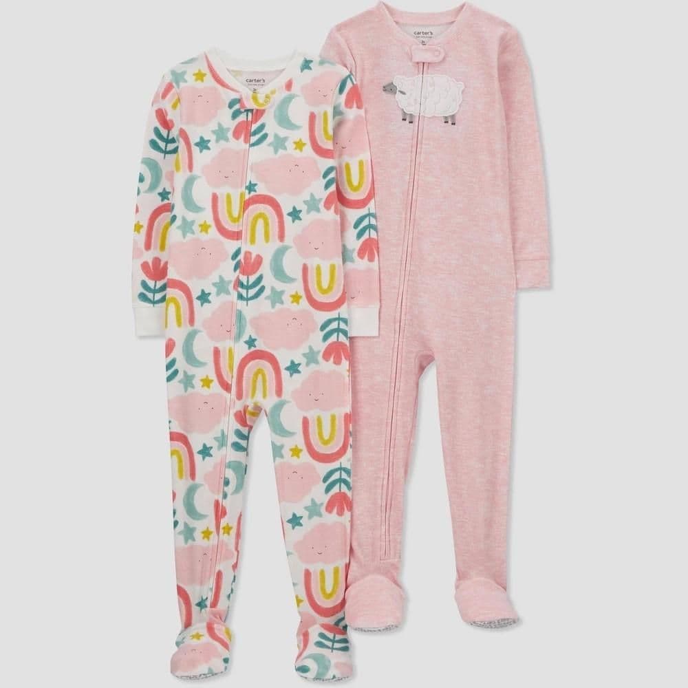 #8503 18M Carter's Just One You Toddler Girls' Sheep and Rainbows Footed Pajama - Pink - Default