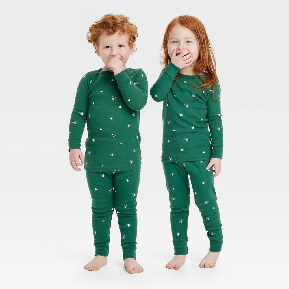 #2518 2T Toddler Polar Bear Print Cotton Ribbed Holiday Matching Family Pajama Set - Wondershop Green - Default