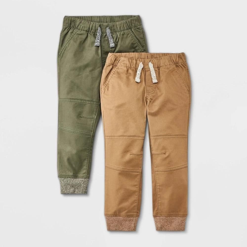 #8679 2T Toddler Boys' 2pk Woven Pull-On Jogger Pants - Cat & Jack Olive Green/Brown - Default