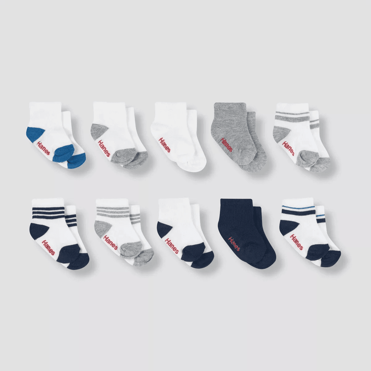 #3982 12-24M Hanes Toddler Boys' 10pk Athletic Socks - Colors Vary - Default