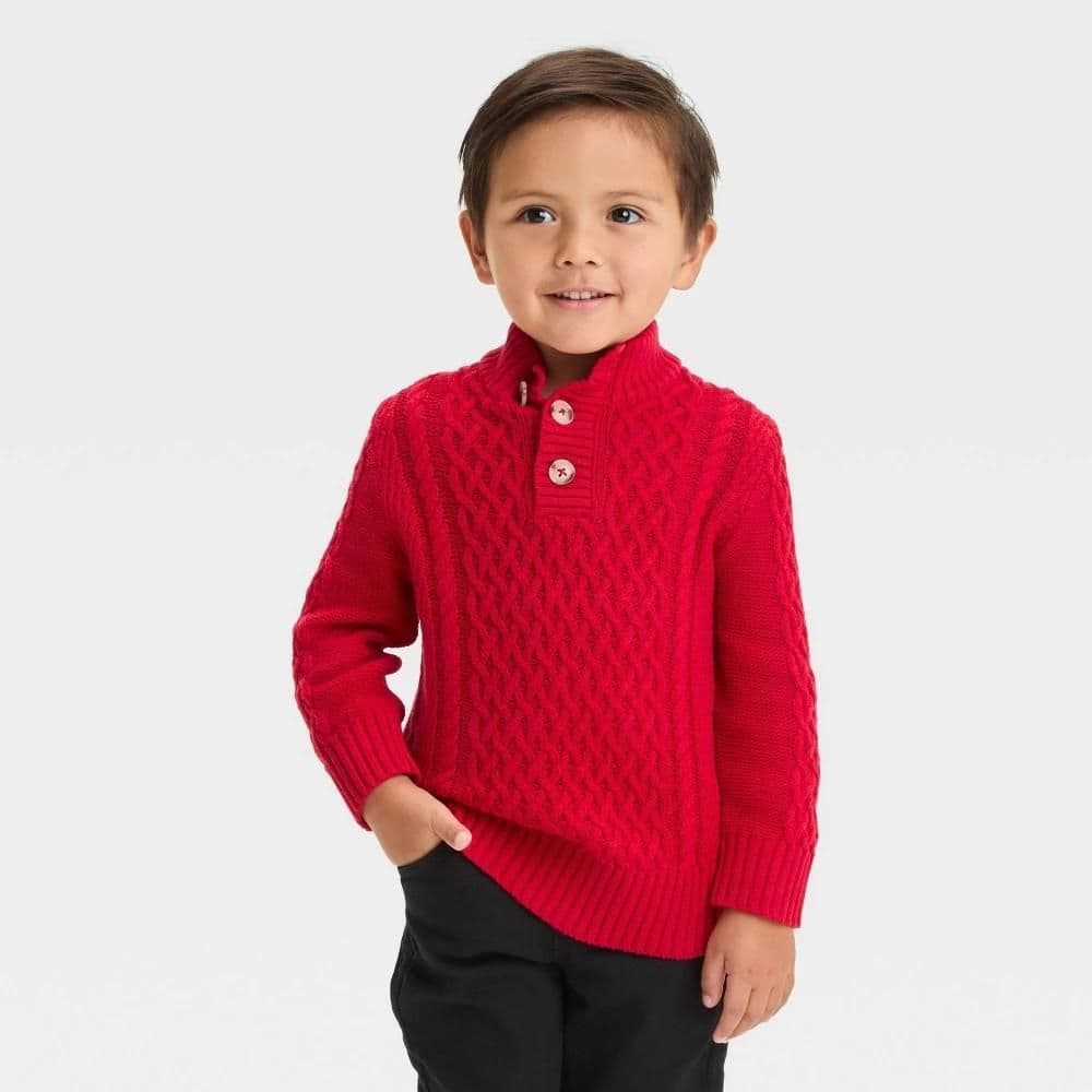 #2941 4T Toddler Boys' Mockneck Pullover Sweater - Cat & Jack Red - Default