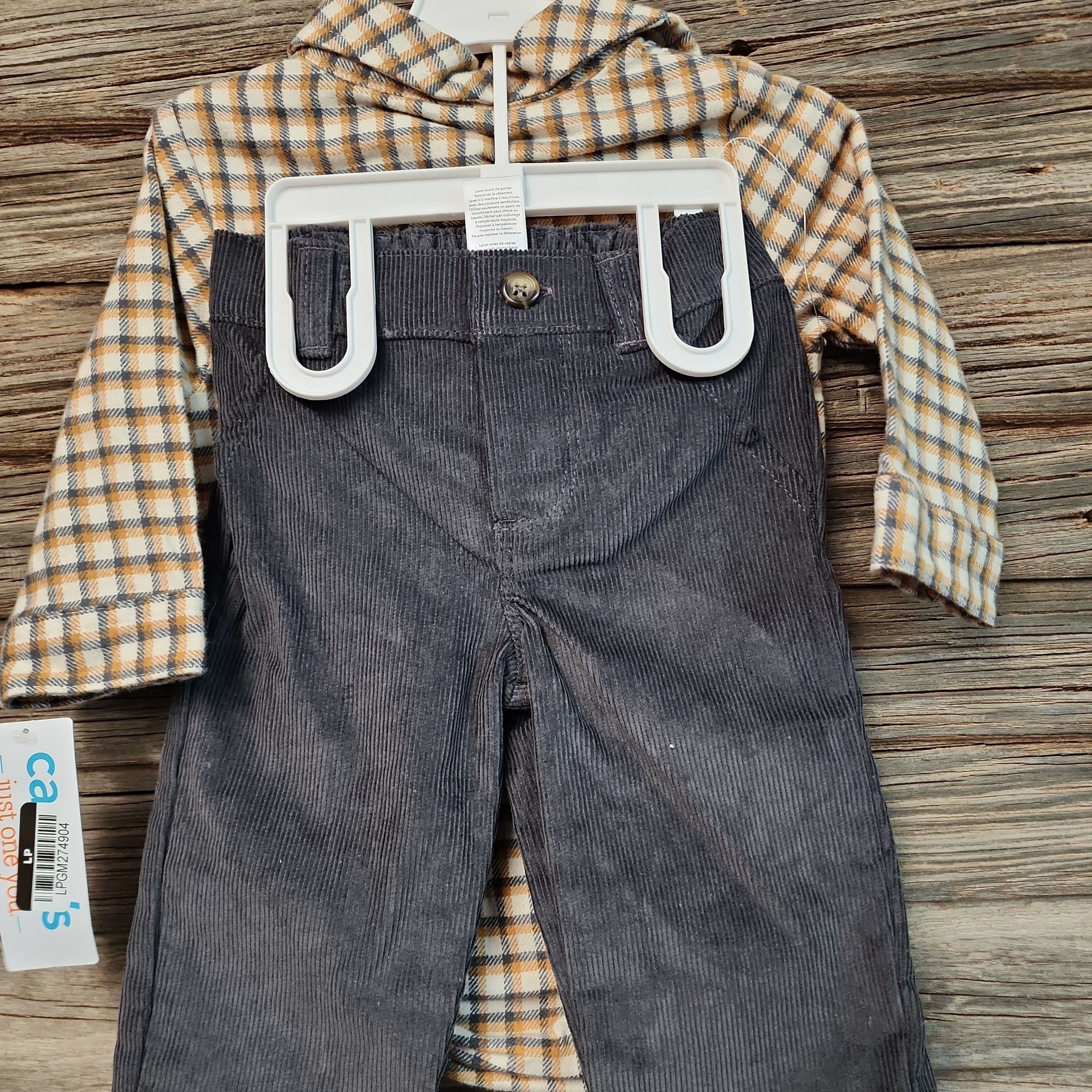 #3664 6M Carter's Baby Boys' 2pc PlaidTop & Pants Set - Brown - Default - Thumbnail 3