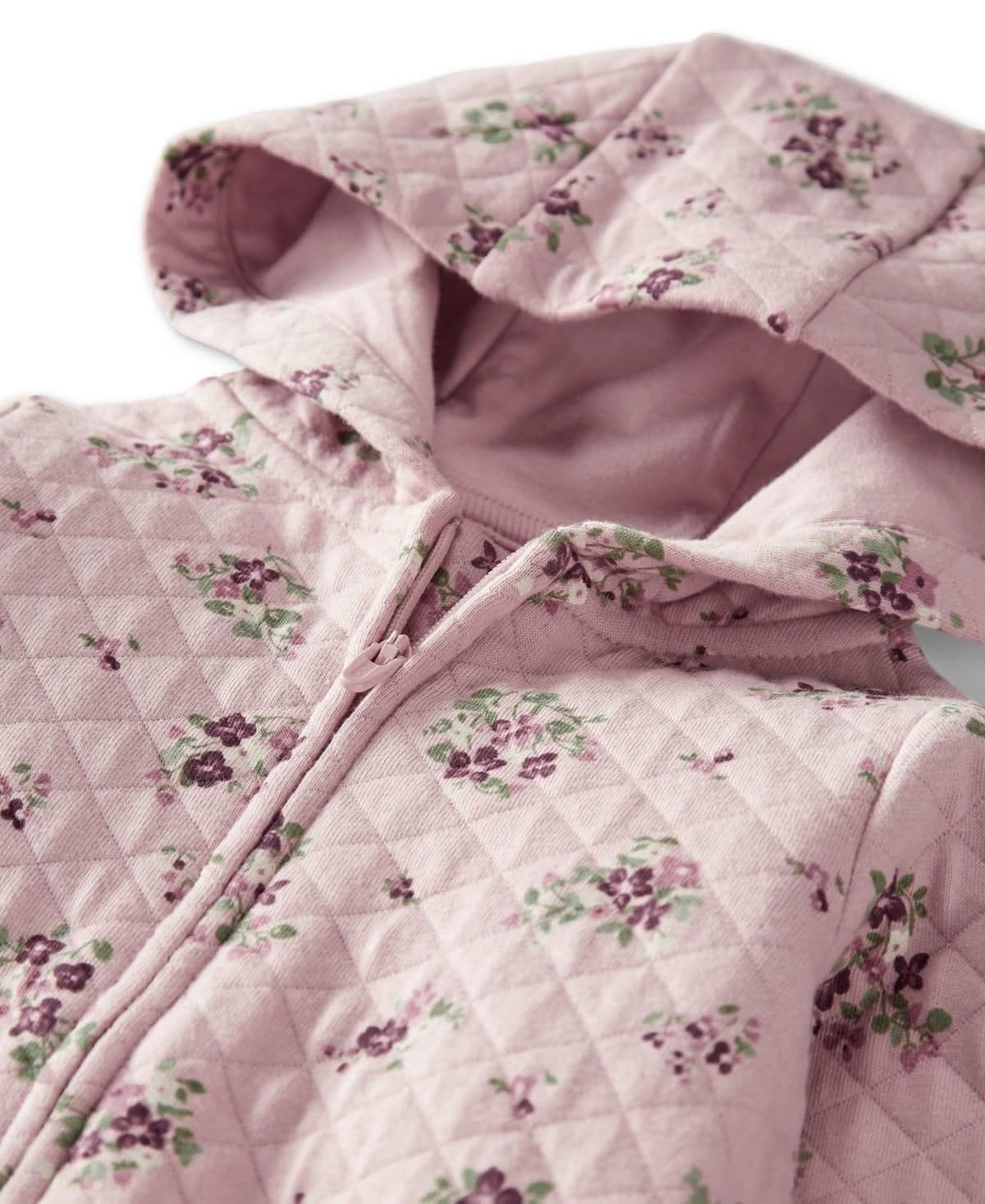 #8646 24M Little Planet by Carter's Organic Baby Girls' Floral Quilted Zip Pram Coveralls - Pink - Default - Thumbnail 3