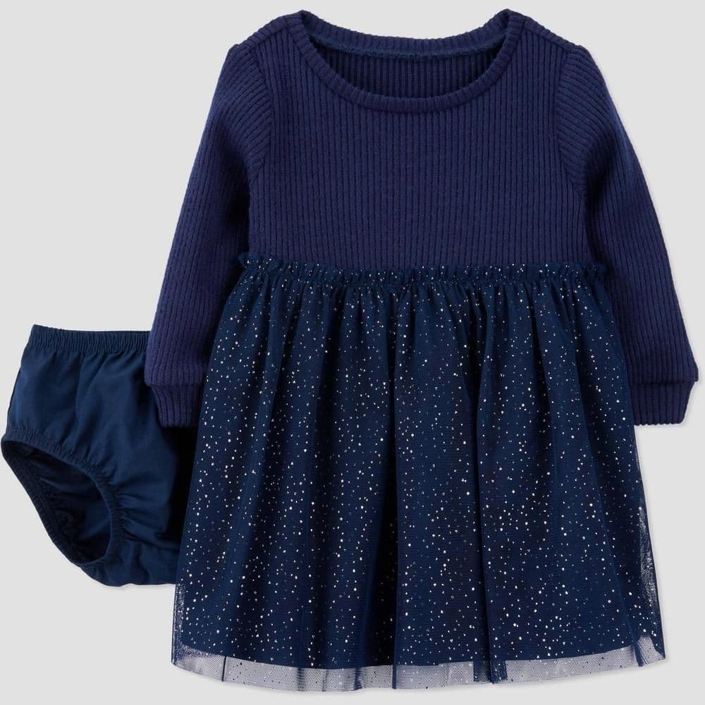 #8029 Newborn Carter's Just One You Baby Girls' Dress - Navy Blue - Default