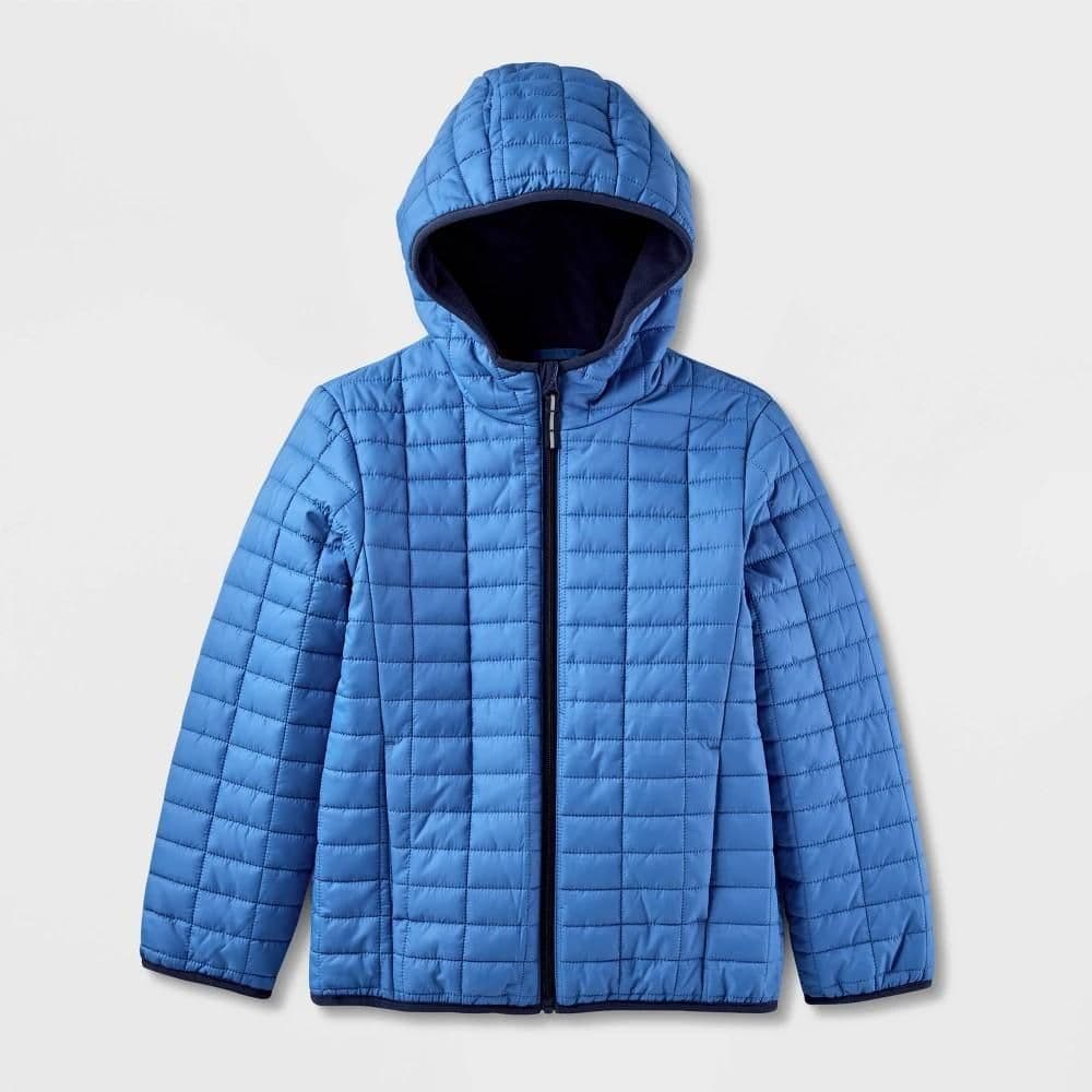 #5648 Large Kids' Solid Puffer Jacket - Cat & Jack Blue - Default
