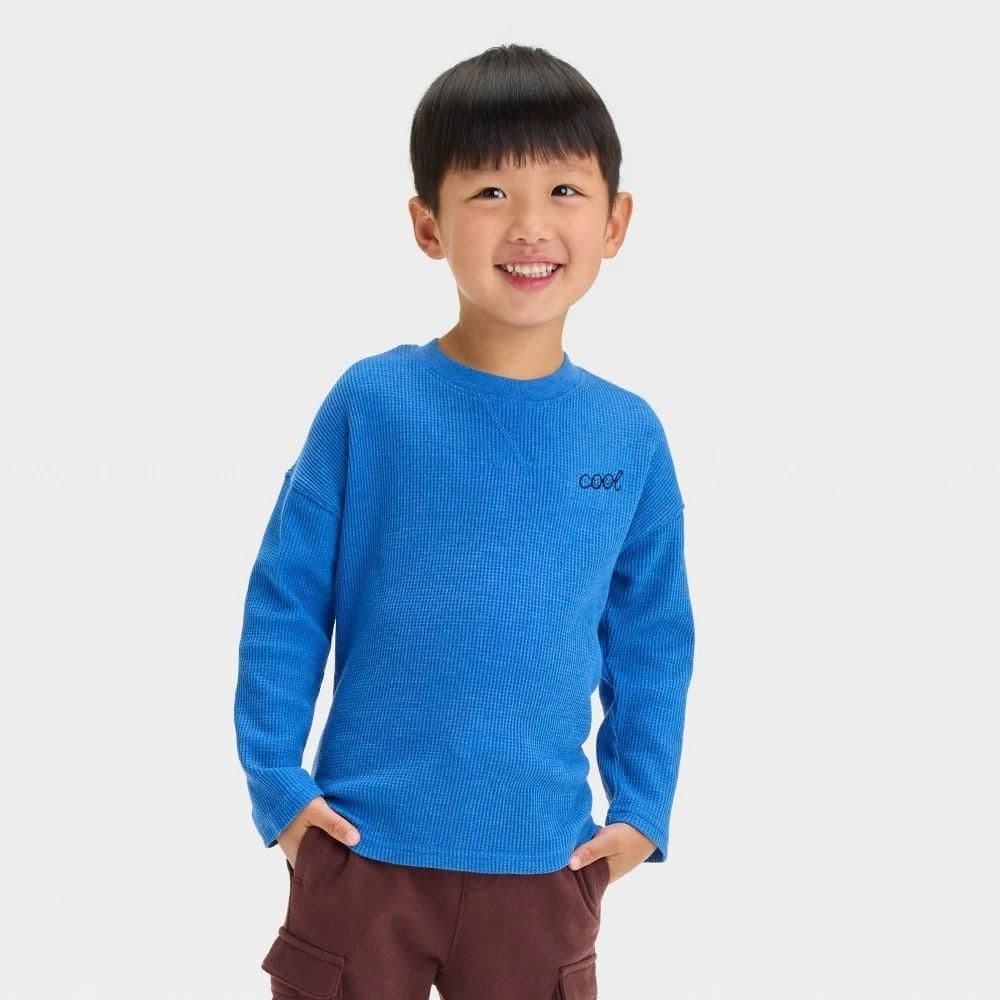 #8999 4T Toddler Boys' Long Sleeve Thermal Shirt - Cat & Jack Blue - Default