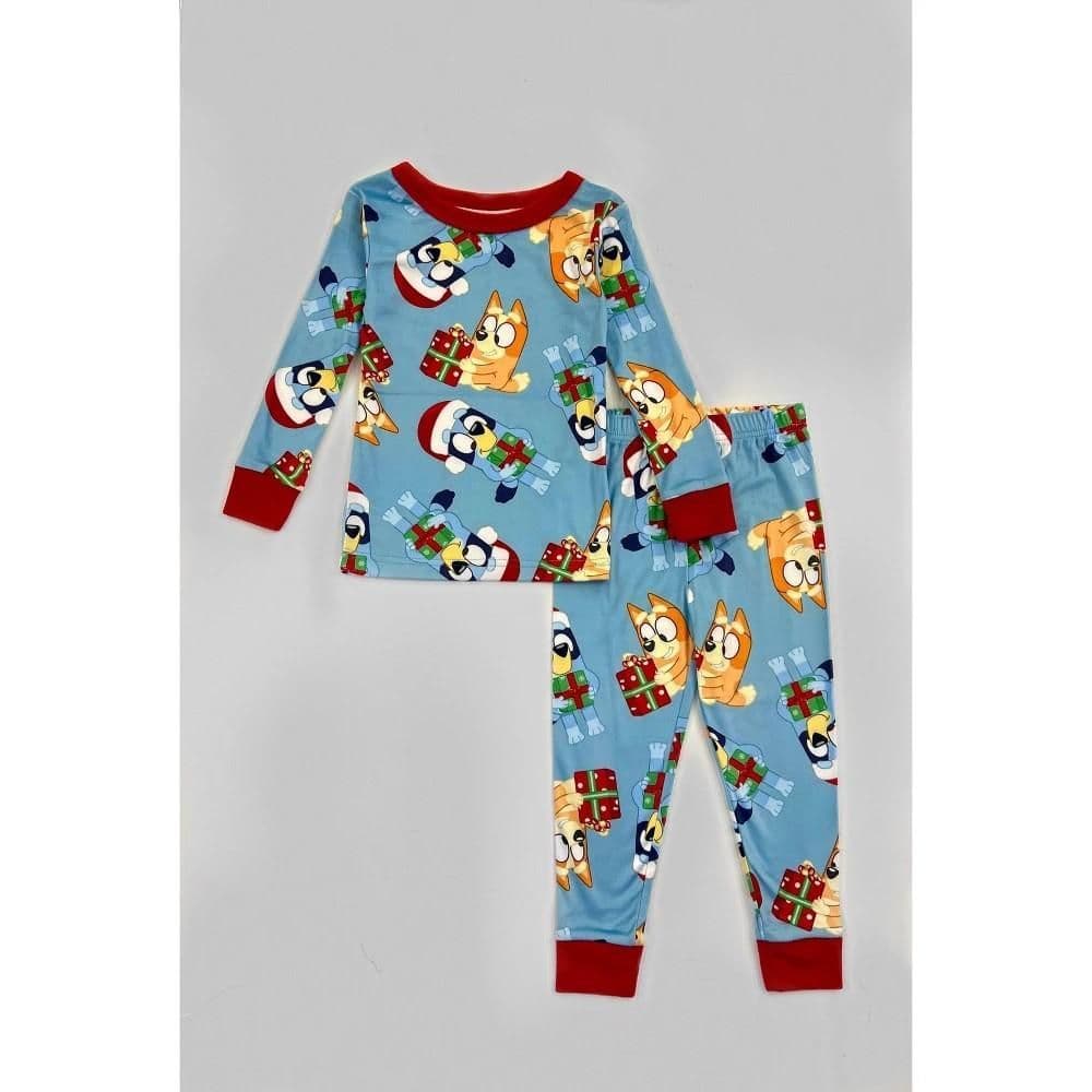 #4379 3T Toddler Boys' 2pc Snuggly Soft Bluey and Presents Christmas Pajama Set - Blue - Default
