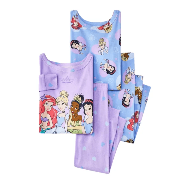 #4132 18M Toddler Girls' 4pc Snug Fit Disney Princess Cotton Pajama Set - Purple - Default