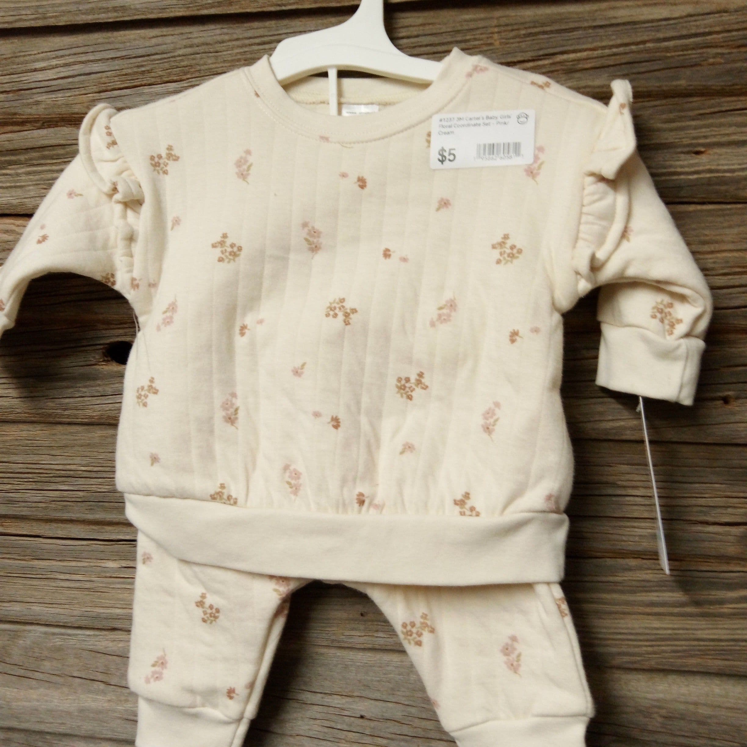 #1237 3M Carter's Baby Girls' Floral Coordinate Set - Pink/Cream - Default