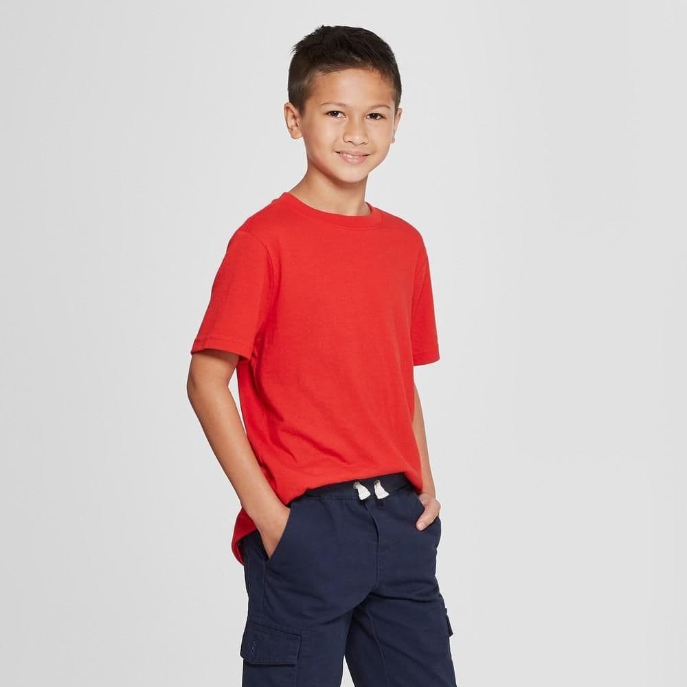 #5501 Large Boys' Short Sleeve T-Shirt - Cat & Jack Red - Default