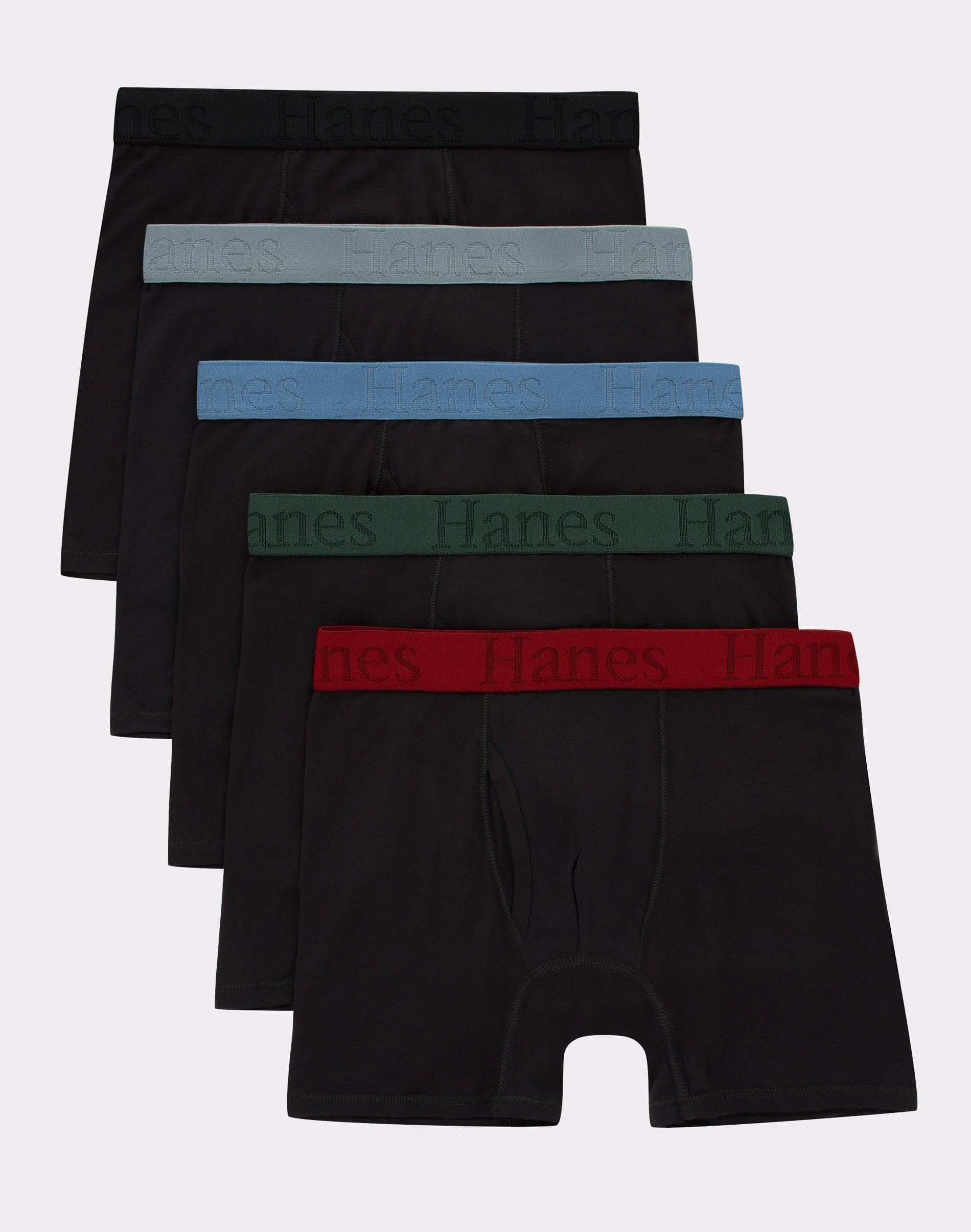 #5419 Medium Hanes Originals Boys' 5pk SuperSoft Boxer Briefs - Black - Default