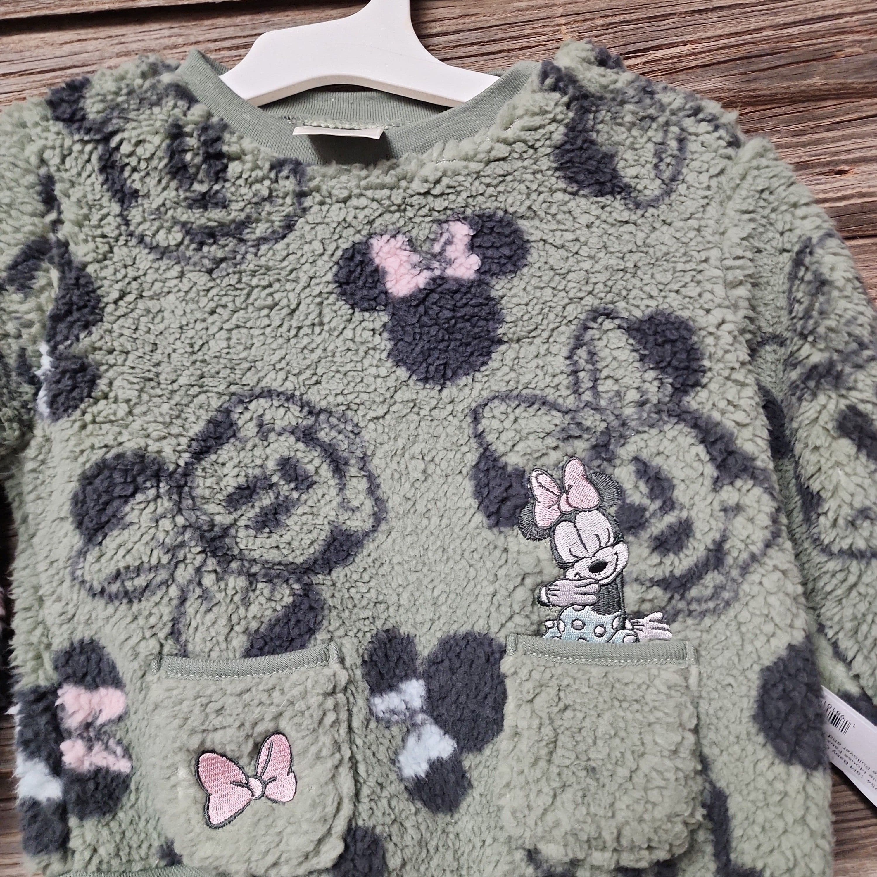 #1954 18M Baby Girls' Disney Minnie Mouse Faux Shearling Fleece Pullover and Pants Set -Teal - Default