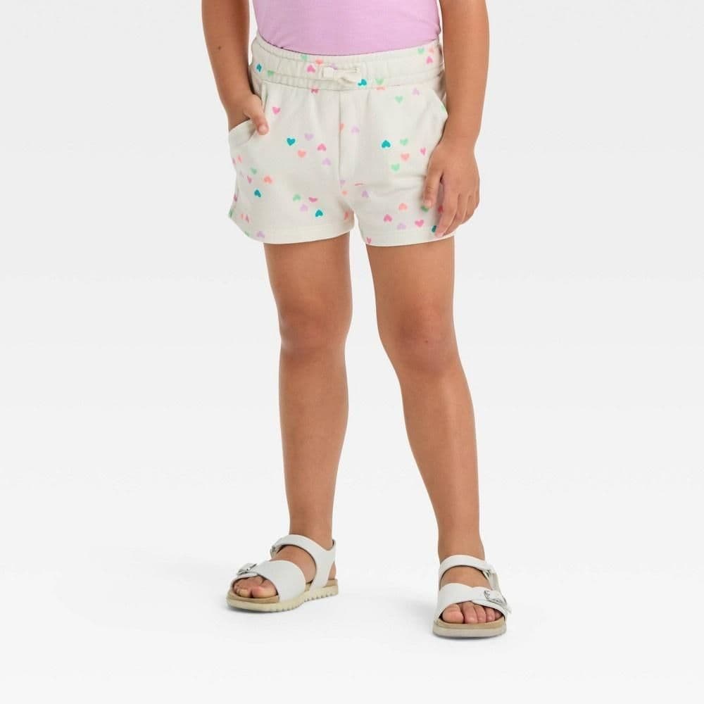 #4420 3T Toddler Cream Hearts Knit Shorts - Cat & Jack Cream - Default