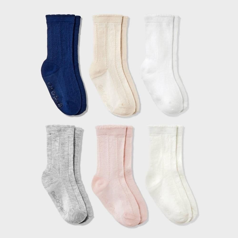 #2871 4T-5T Toddler Girls' 6pk Crew Socks - Cat & Jack - Default
