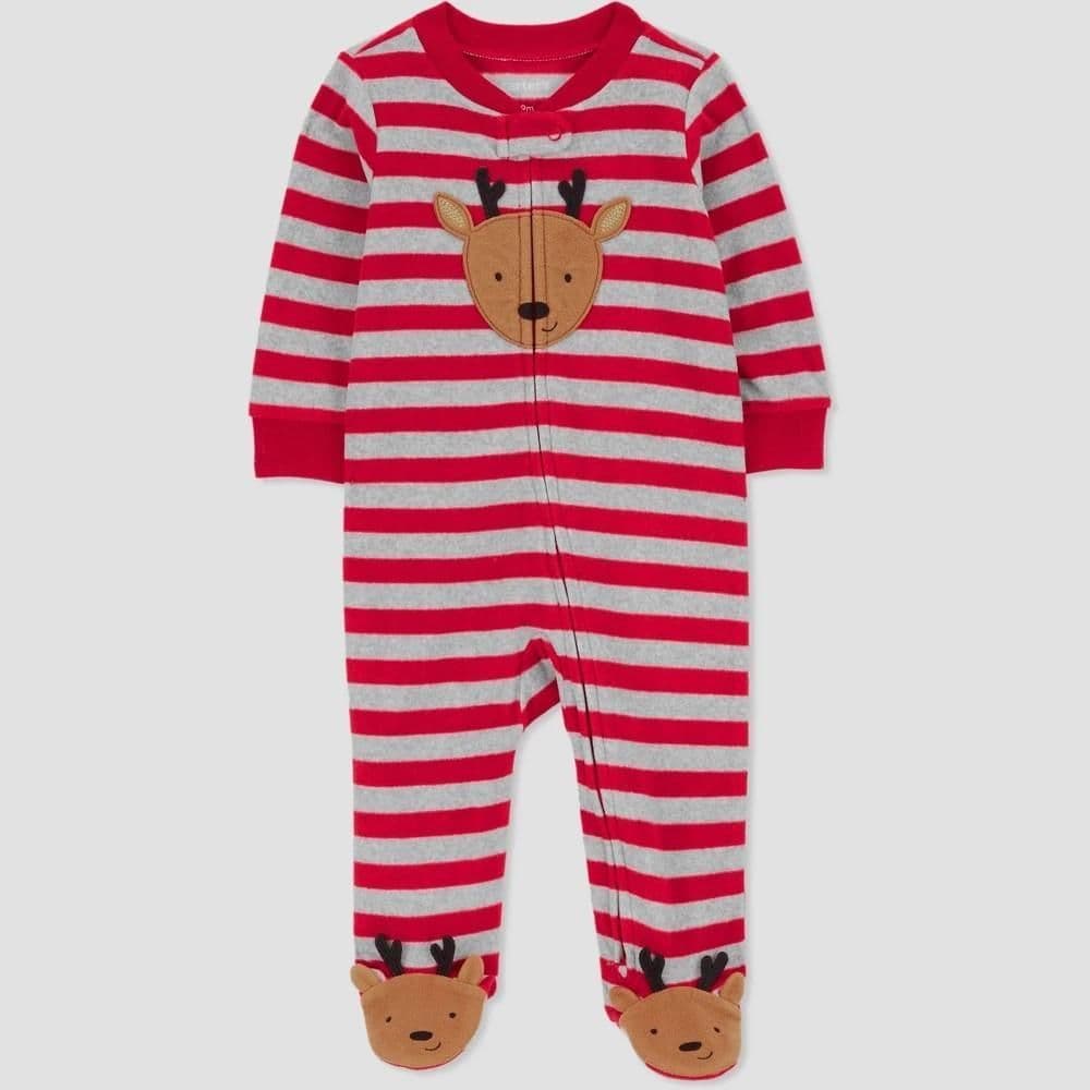 #1042 Newborn Carter's Baby Christmas Reindeer Sleep N' Play - Red - Default