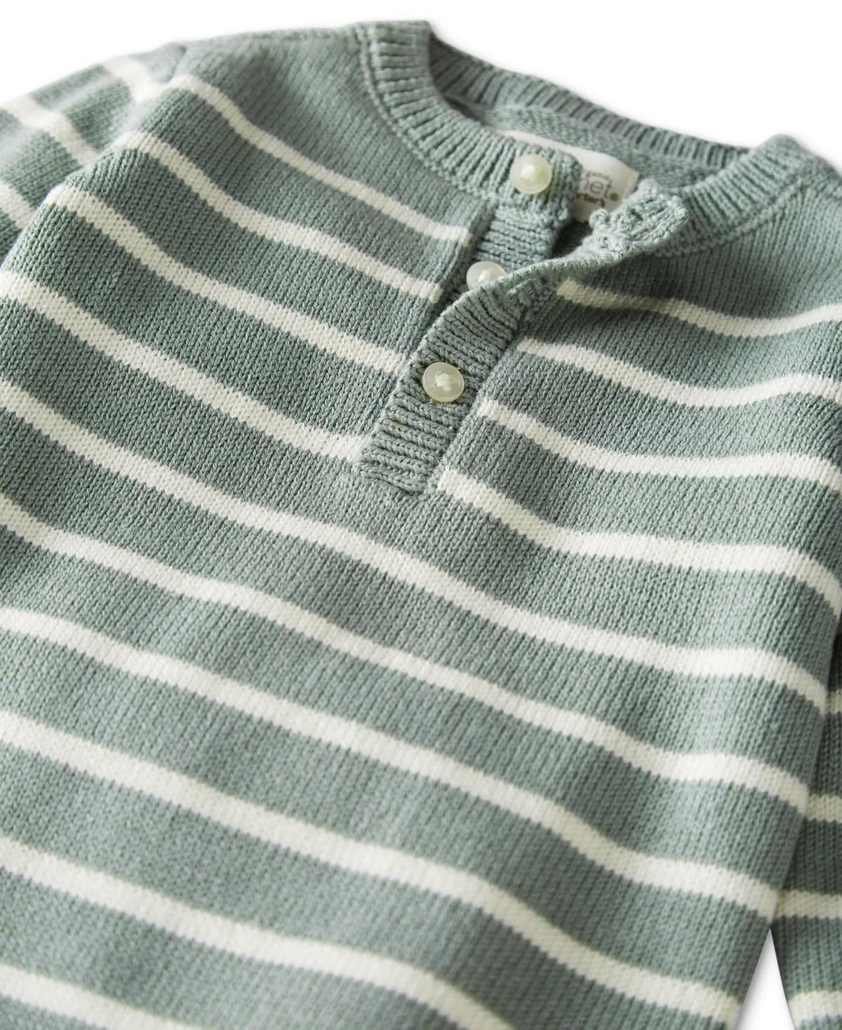 #8525 18M Little Planet by Carter's Organic Baby Striped Sweater Knit Romper - Green - Default - Thumbnail 4