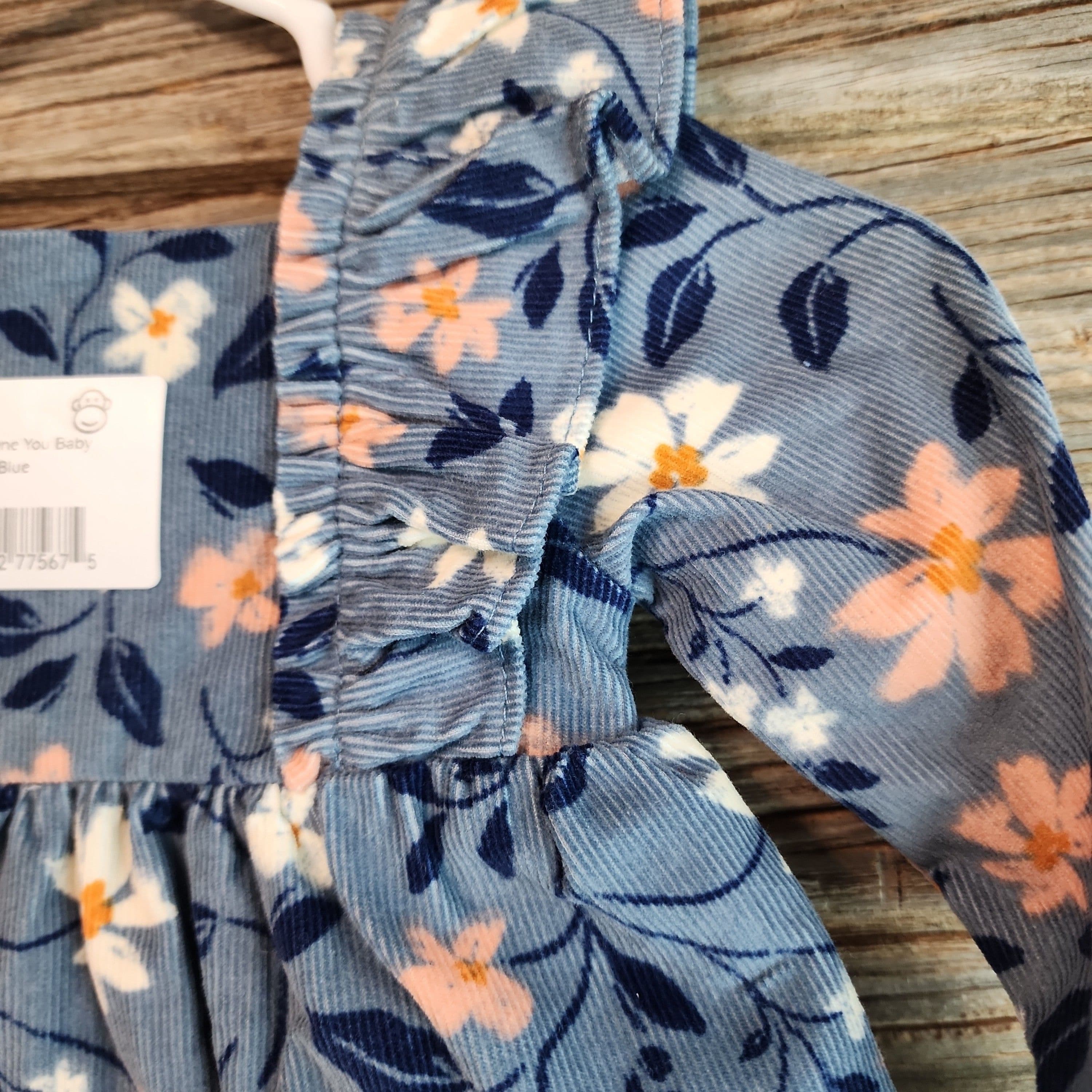 #3482 Newborn Carter's Just One You Baby Girls' Floral Cord Dress - Blue - Default - Thumbnail 2