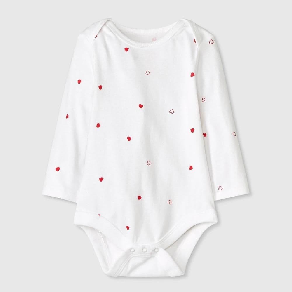 #8068 0-3M Baby Printed Long Sleeve Bodysuit - Cat & Jack White - Default