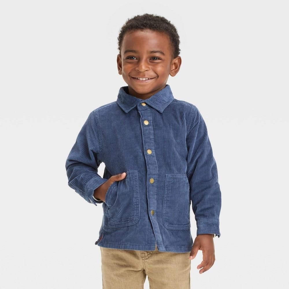 #8984 4T Toddler Boys' Corduroy 'Button-Up' Shirt - Cat & Jack Geneva Blue - Default