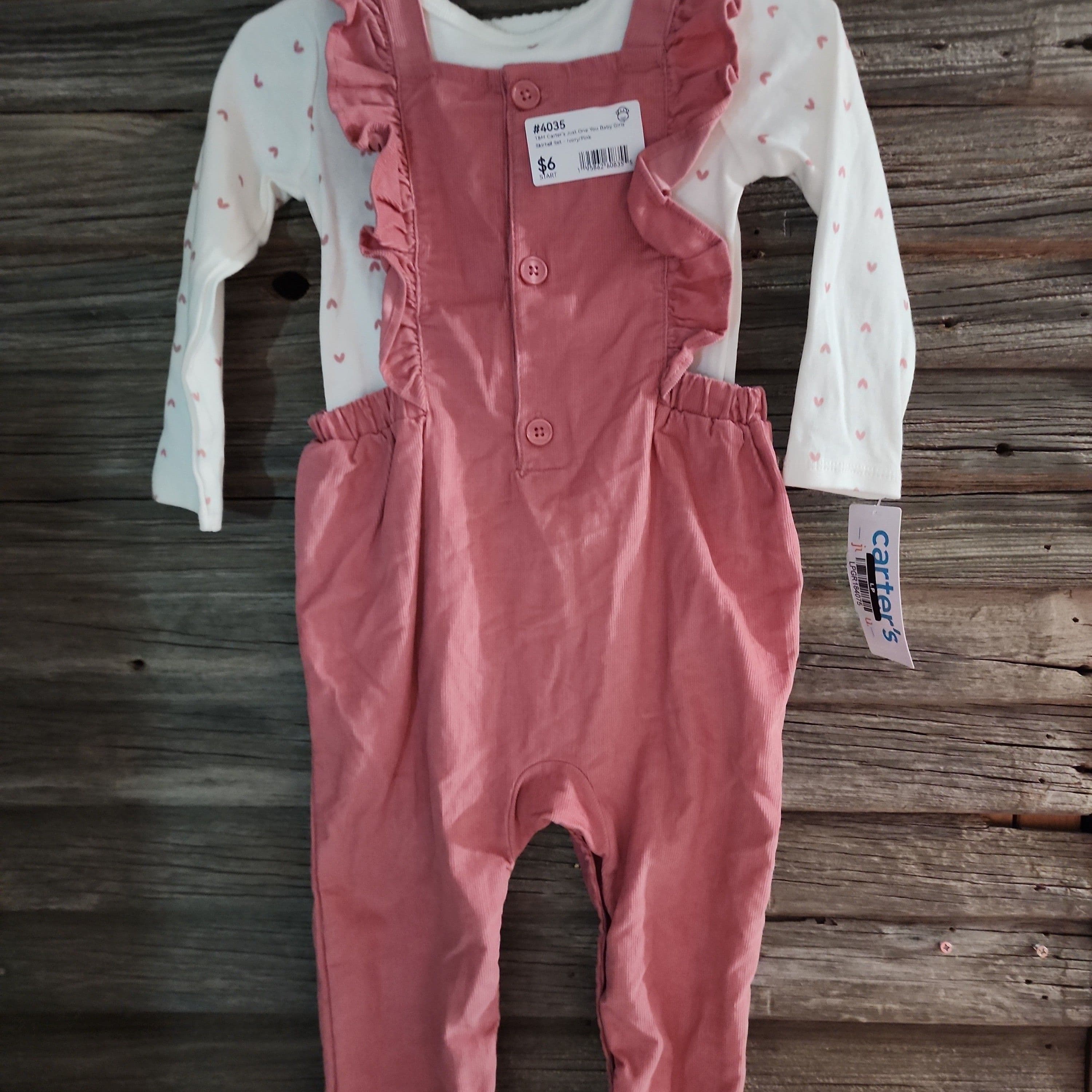 #4035 18M Carter's Just One You Baby Girls' Skirtall Set - Ivory/Pink - Default